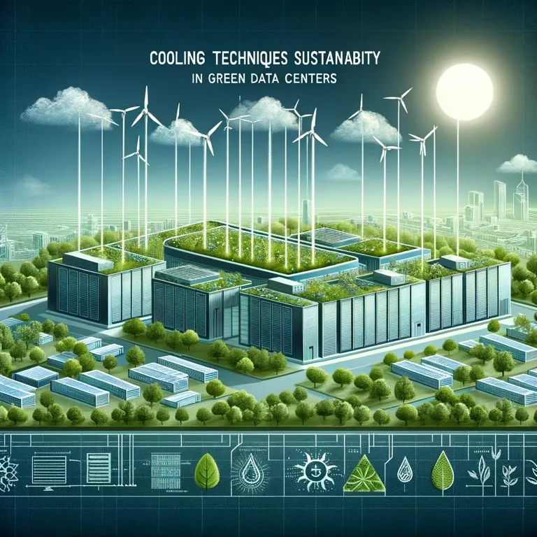 data center with windmills overtop.