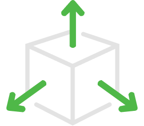 cube with arrows pointing outward.